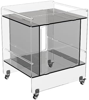Transparent Acrylic Mobile Side Table with Wheels - Grey