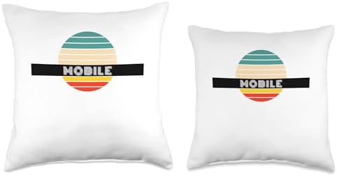 Mobile City Retro Design Throw Pillow 18x18 Multicolor