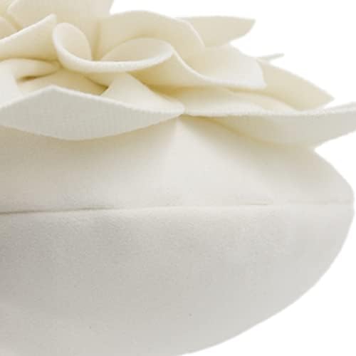 3D Flower Throw Pillow 14 Inches Cream Decor