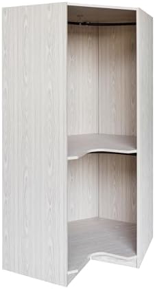 Merax Corner Wardrobe Organizer with 2 Hanging Rails and Shelves