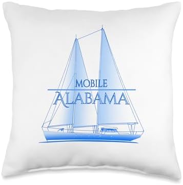 Mobile Coastal Nautical Sailing Throw Pillow 1