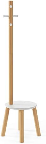 Umbra Pillar Coat Rack with Stool WhiteNatural