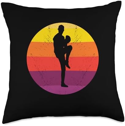 Retro Pitcher Baseball Throw Pillow