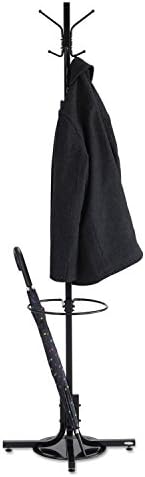 Safco 4168BL Black Coat Rack Tree with Umbrella Stand