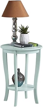 Convenience Concepts American Heritage Round End Table with Shelf Sea Foam