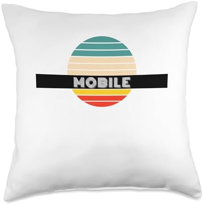 Mobile City Retro Design Throw Pillow 18x18 Multicolor