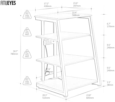 FITUEYES 4-Tier AV Media Stand with LED Backlight for Record Player and Xbox One