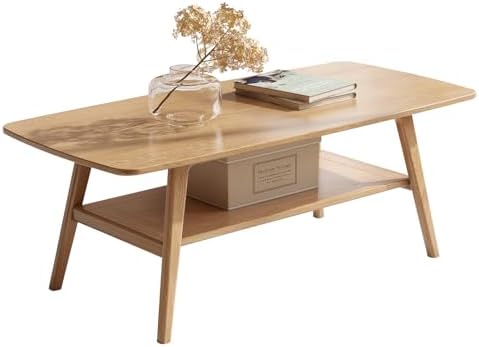 Wayshome Solid Oak Coffee Table 2-Tier with Shelf