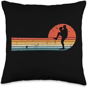 Retro Baseball Pitcher Throw Pillow 1