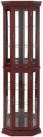 Corner Curio Cabinet with Glass Doors and LED Lighting