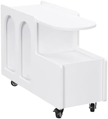 FEMICON Mobile End Table with Lockable Wheels