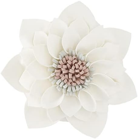 3D Flower Throw Pillow 14 Inches Cream Decor