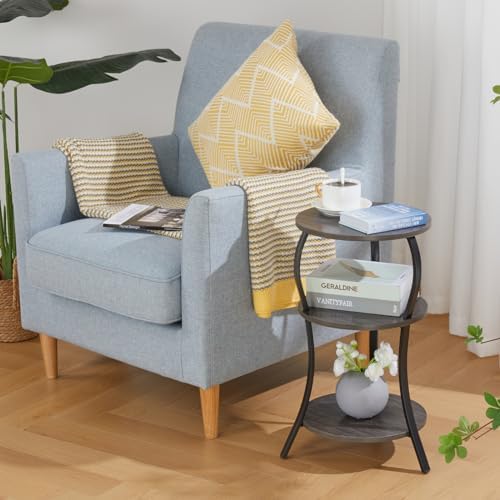 YEAKOO Vintage 3-Tier Round End Table for Small Spaces