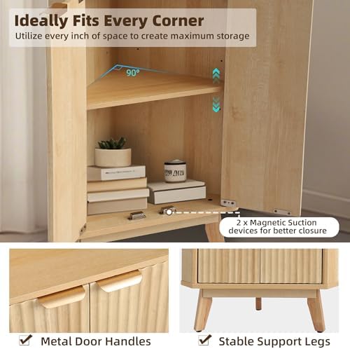 GIODIR 68 Inch Tall Fluted Corner Cabinet