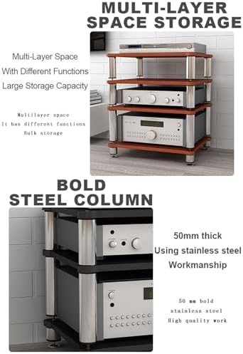 Red Portable Audio-Video Storage Rack with Shelves