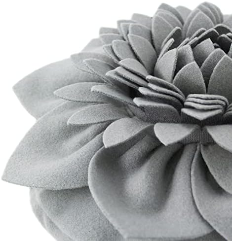 3D Flower Throw Pillow with Insert Gray 14 Inch