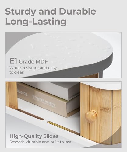 SUMGAR Floating Nightstand White Bedside Table Modern Boho Organizer Small Spaces Wall Mounted Storage with Drawers