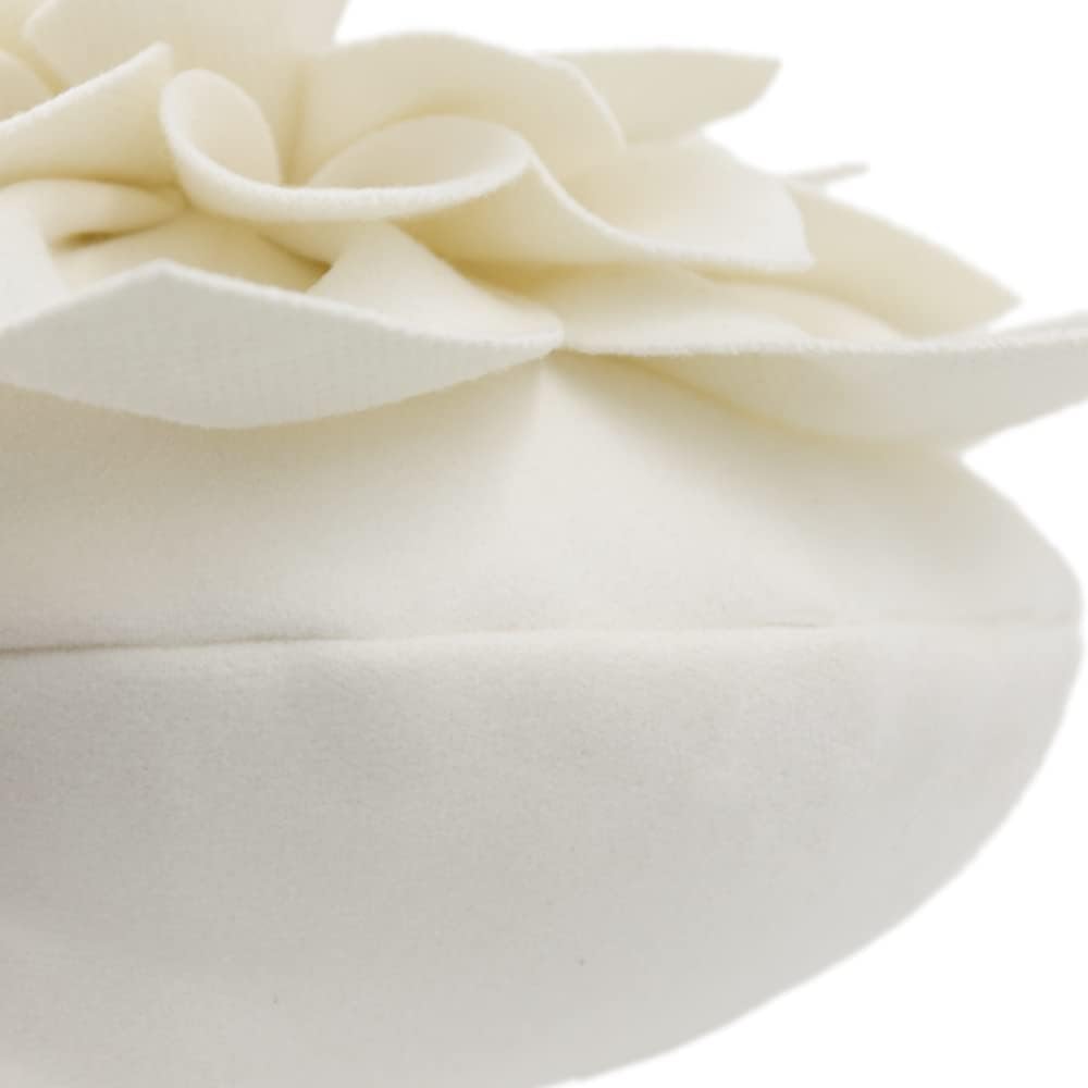 3D Flower Throw Pillow 14 Inches Cream Decor