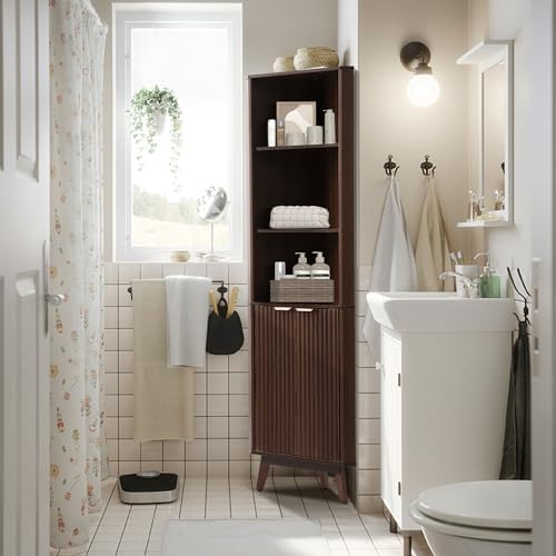 Grepatio 68 Tall Corner Cabinet with Fluted Doors and Adjustable Shelves