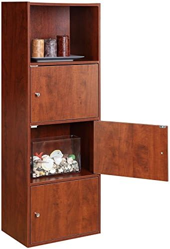 Convenience Concepts Xtra Storage Three-Door Bookcase in Cherry Wood Finish 1
