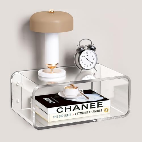 Acrylic Floating Nightstand with Clear Design Small Size