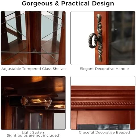 Lighted Curio Cabinet with 6 Adjustable Shelves