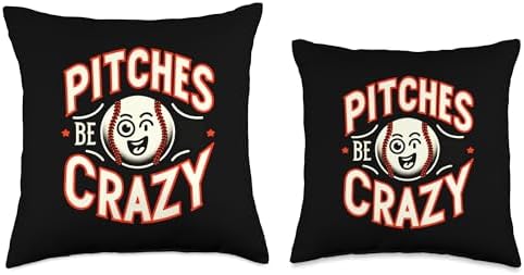 Funny Baseball Pitcher Throw Pillow with Pun Design