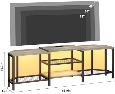 IDEALHOUSE Corner TV Stand with Power Outlet 669 Inch
