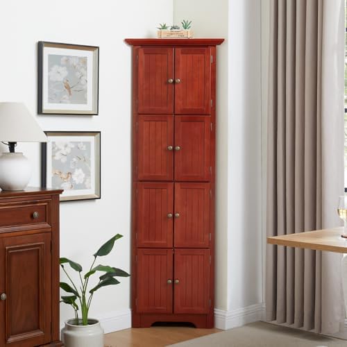 4 Tier Corner Cabinet with Adjustable Shelves
