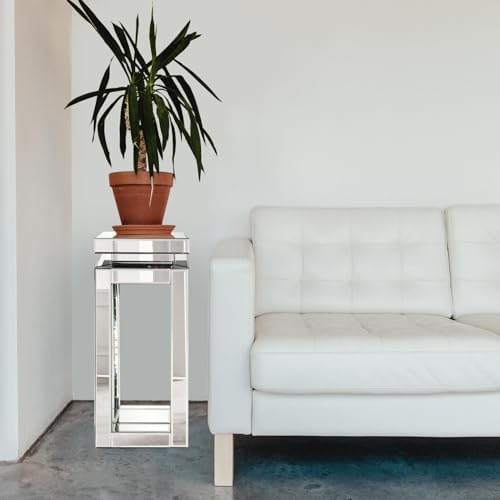 Howard Elliott Small Silver Mirrored Pedestal Accent Table