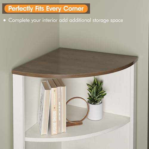 Vabches 648 Tall Farmhouse Corner Cabinet in Antique White