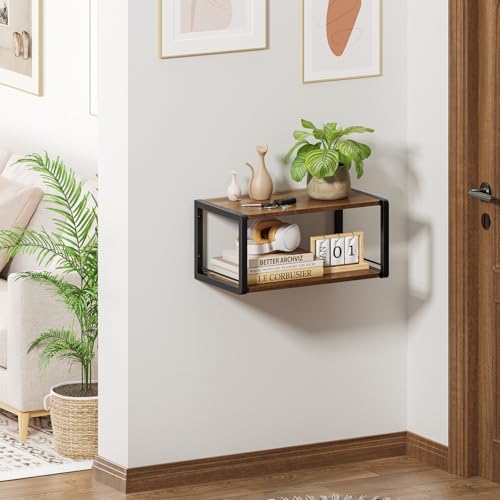 Floating Nightstand Set of 2 Vintage Brown