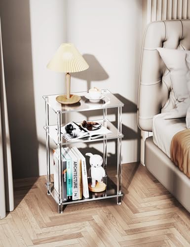Clear Acrylic 3-Tier End Table for Small Spaces