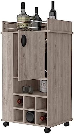 Strawberry Fairy 1-Door Bar Cart Light Gray