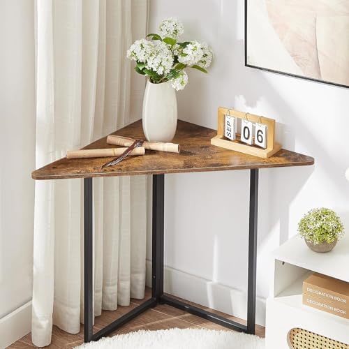 VECELO Corner Shelf Metal Frame End Table for Small Spaces