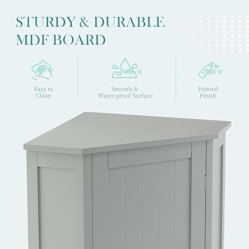 Merax Corner Storage Cabinet with Adjustable Shelf Grey