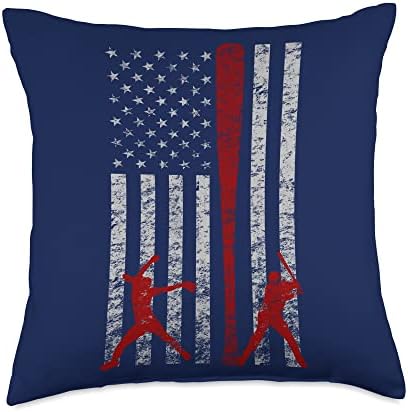 Fast Pitch Softball Grunge American Flag Throw Pillow
