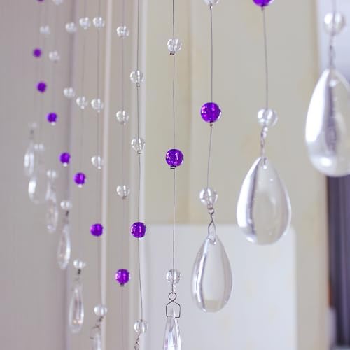 Hanging Crystal Glass Bead Curtain Purple 25 Strings