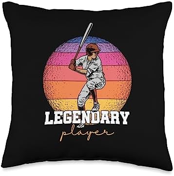 Legendary Baseball Player Pitcher Catcher Throw Pillow 16x16