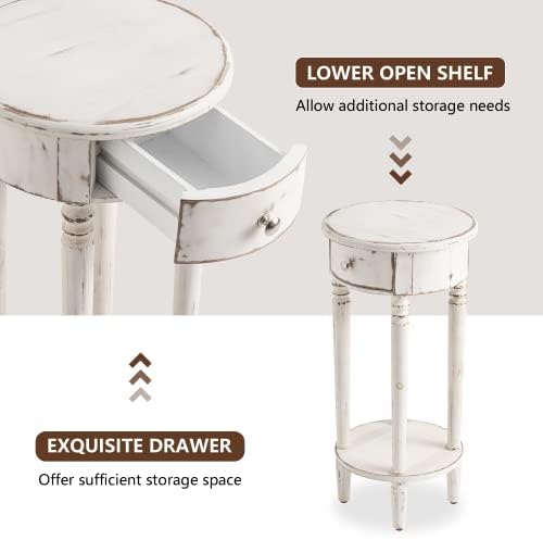 COSIEST Tall End Table with Drawer and Shelf