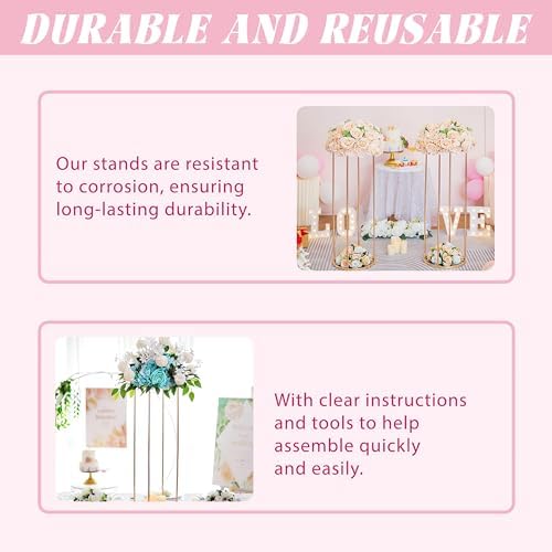 3PCS Gold Cylinder Pedestal Stands for Party Decorations