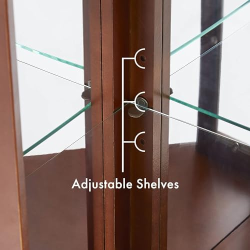 Lighted Corner Curio Display Cabinet with Tempered Glass Doors