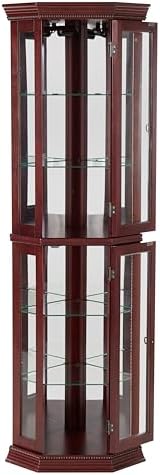 Lighted Display Cabinet with Adjustable Shelves and Mirrored Back