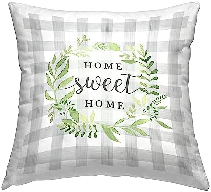 Stupell Industries Sweet Home Tartan Throw Pillow 18x18 Grey