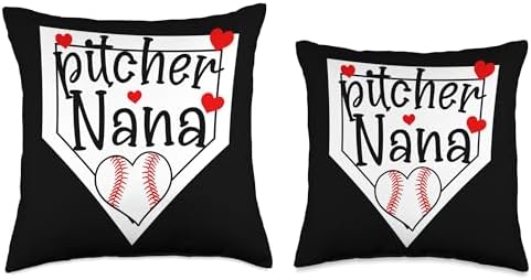 Baseball Pitcher Nana Grandma Mothers Day Throw Pillow 1