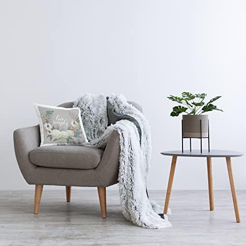 Stupell Industries Live Simply Blooming Floral Throw Pillow 18x18 Grey