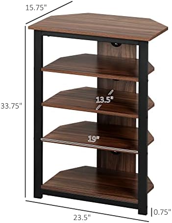 HOMCOM 4-Tier Media Stand with Cable Management Brown