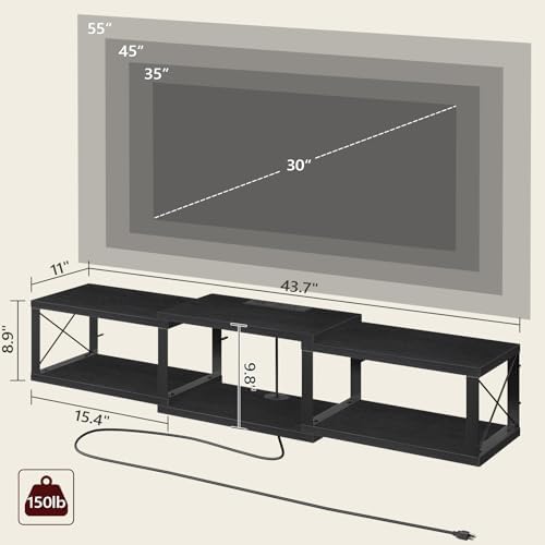 Floating TV Stand with Power Outlet and Storage