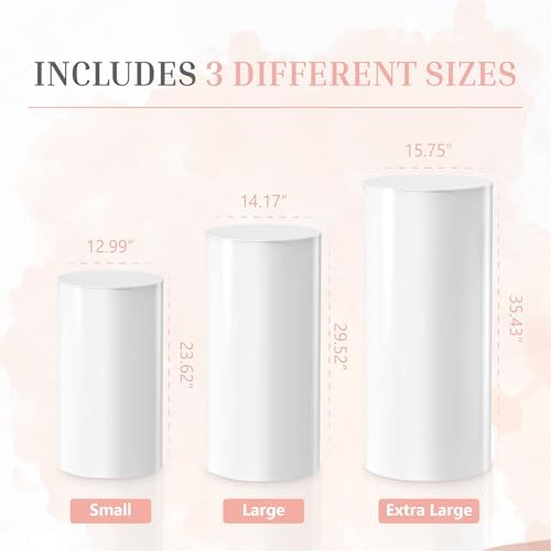 White Cylinder Pedestal Stands 3 Pieces Modern Party Decor