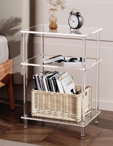 Clear Acrylic 3-Tier End Table for Small Spaces